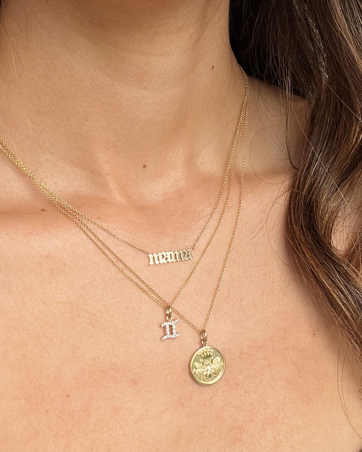 14k Gold Diamond Queen Bee Medallion Necklace Zoe Lev Jewelry