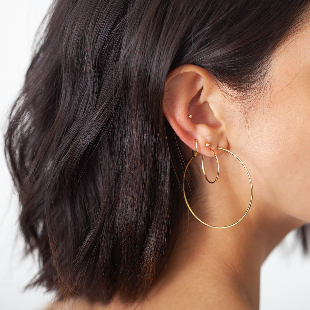 14k Gold Mini Thread Hoop Earrings