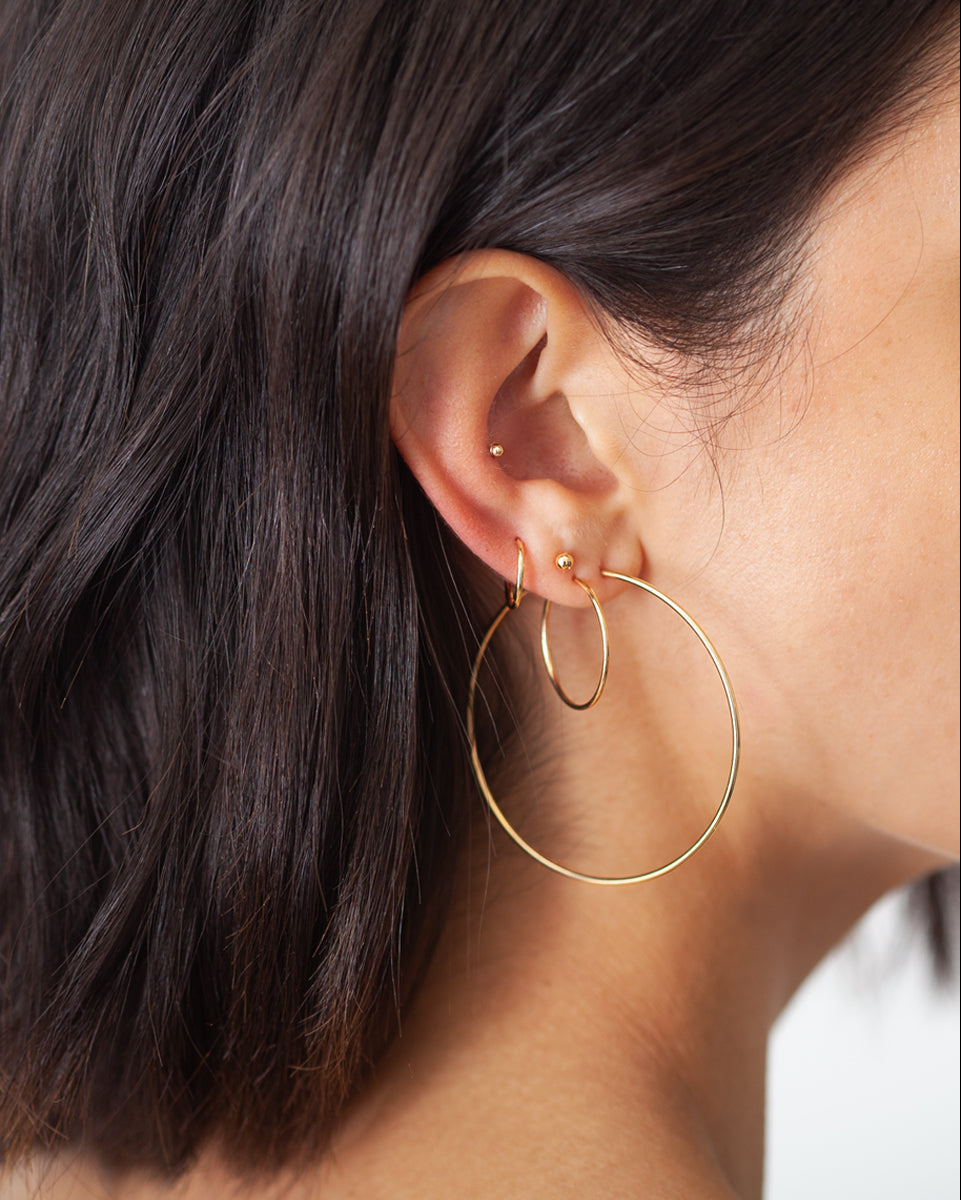 14k Gold Large Thread Hoop Earrings Hoops & Huggies Zoe Lev Jewelry