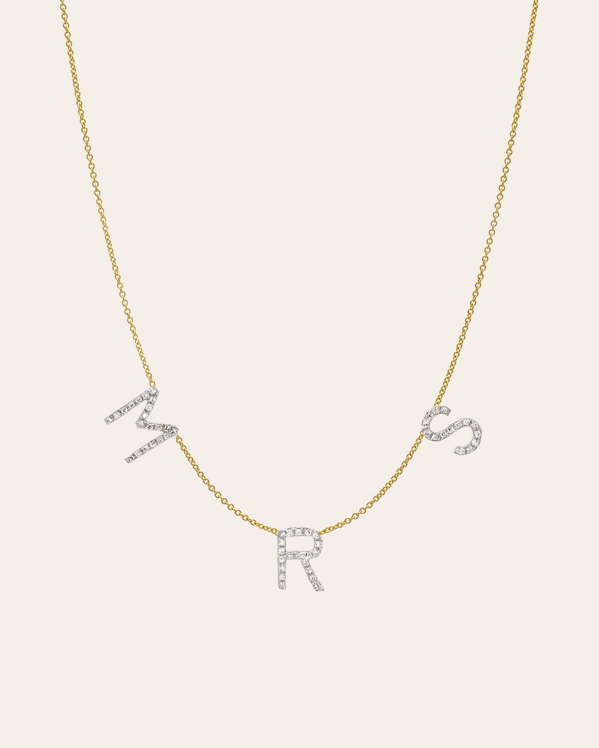 Zoe Lev Jewelry - Diamond Spaced Initial Necklace