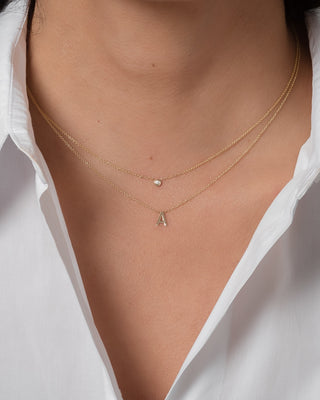 Mini Bezel Diamond Necklace 14K Yellow Gold 