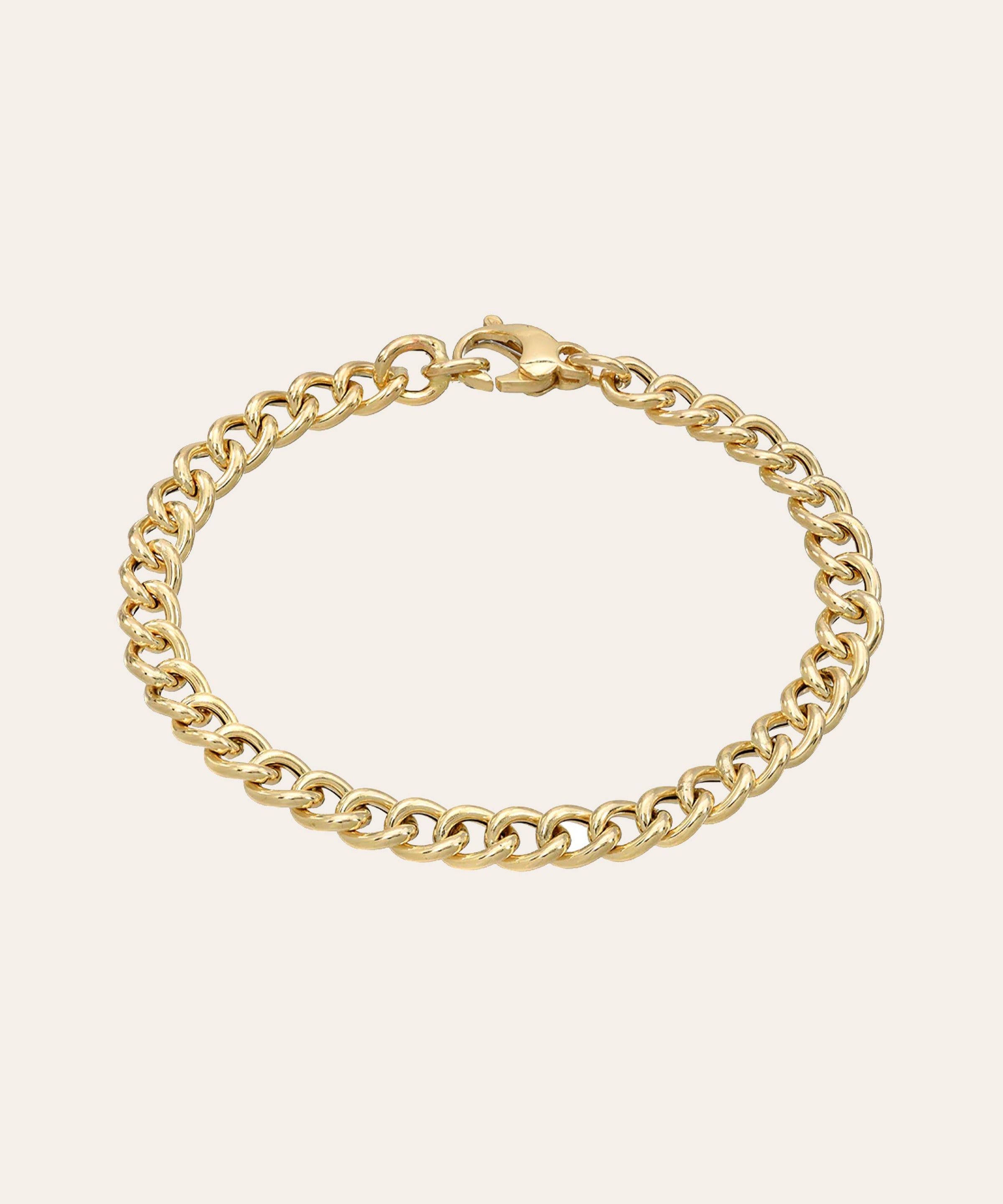 14k Gold Large Curb Link Chain Bracelet Chains Zoe Lev Jewelry