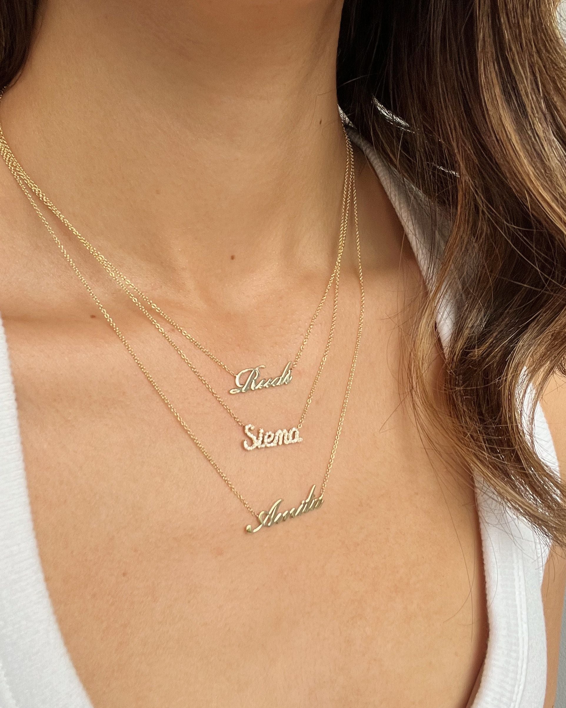 14k Gold Script Name Necklace - Zoe Lev Jewelry