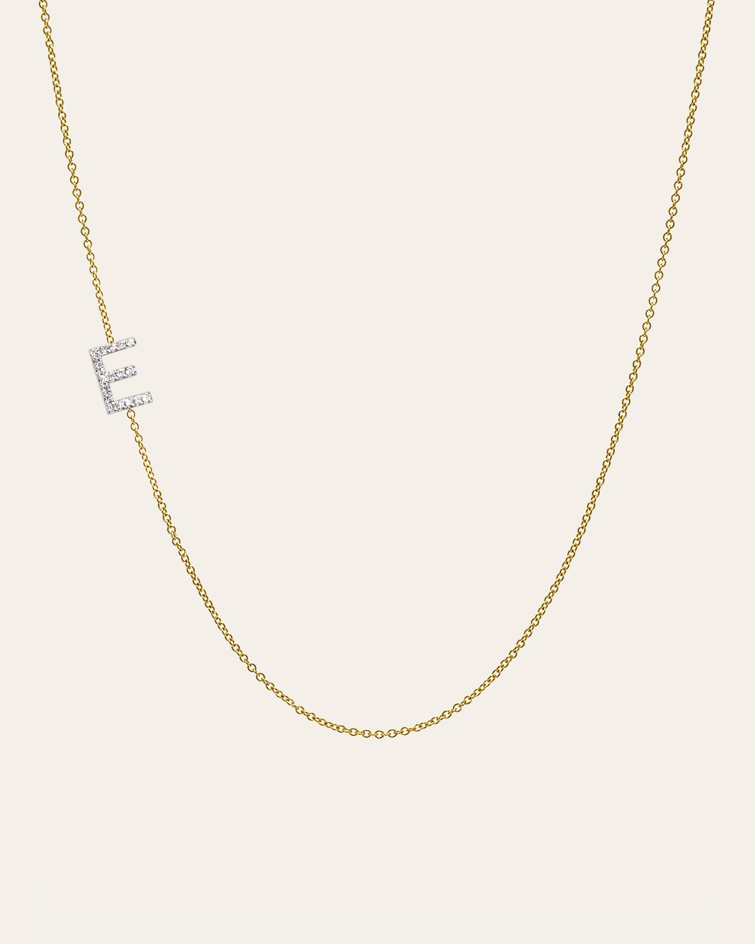 Diamond Asymmetrical Initial Necklace - Zoe Lev Jewelry