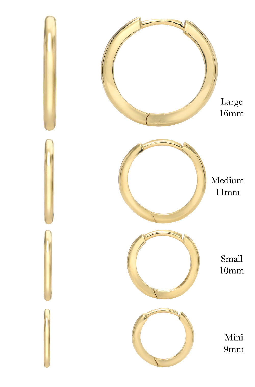 14K Gold Large Huggie Earrings