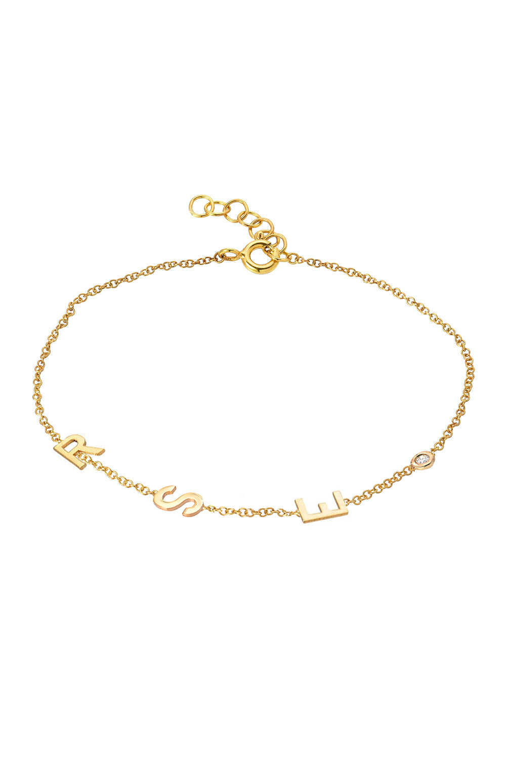 14k Gold Initial & Bezel Diamond Bracelet Personalized Zoe Lev Jewelry