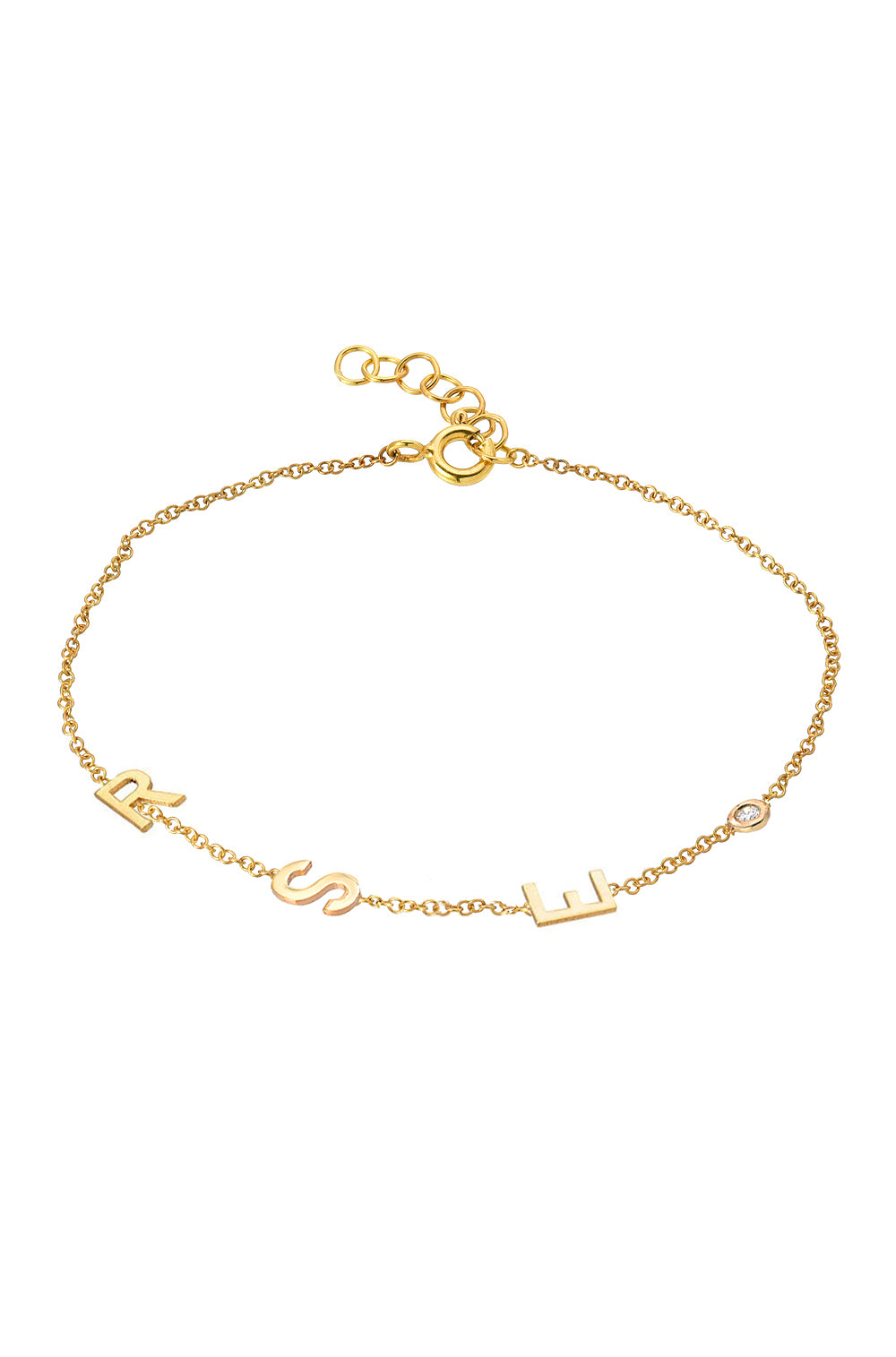 14k Gold Single Bezel Diamond Hand Chain - Zoe Lev Jewelry