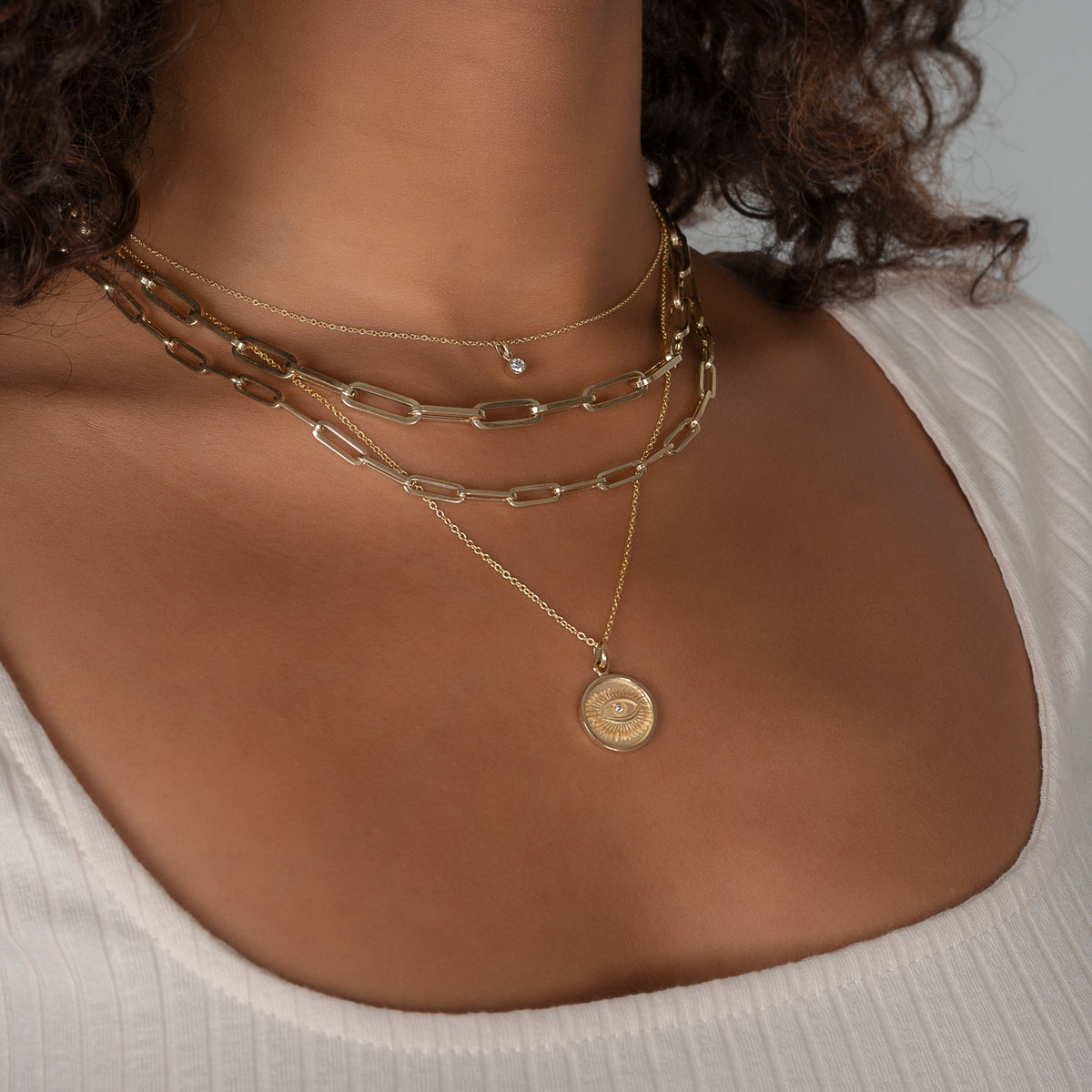 14k Gold Large Paper Clip Chain Necklace