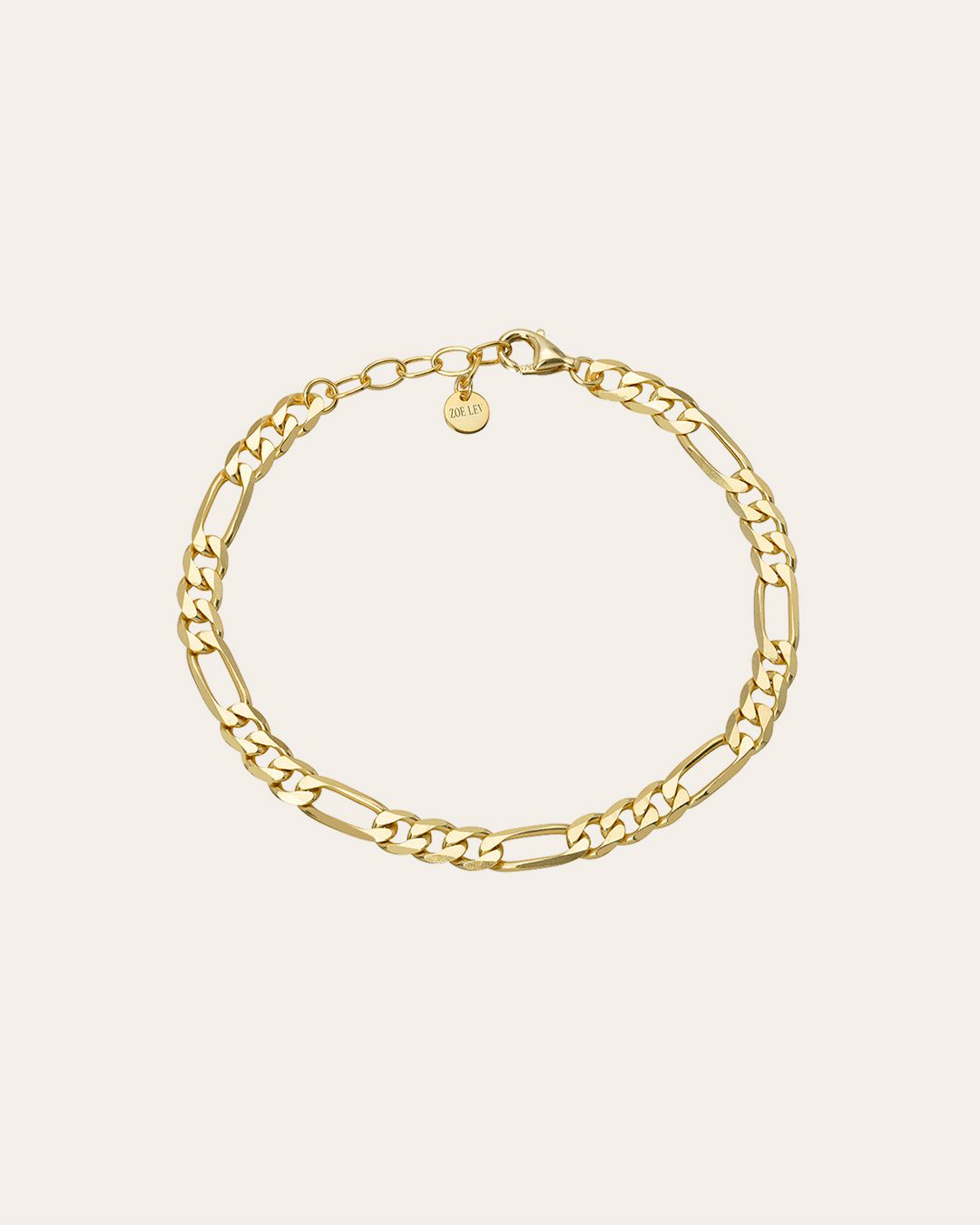 Figaro Chain Bracelet Vermeil Zoe Lev Jewelry Yellow Gold Vermeil