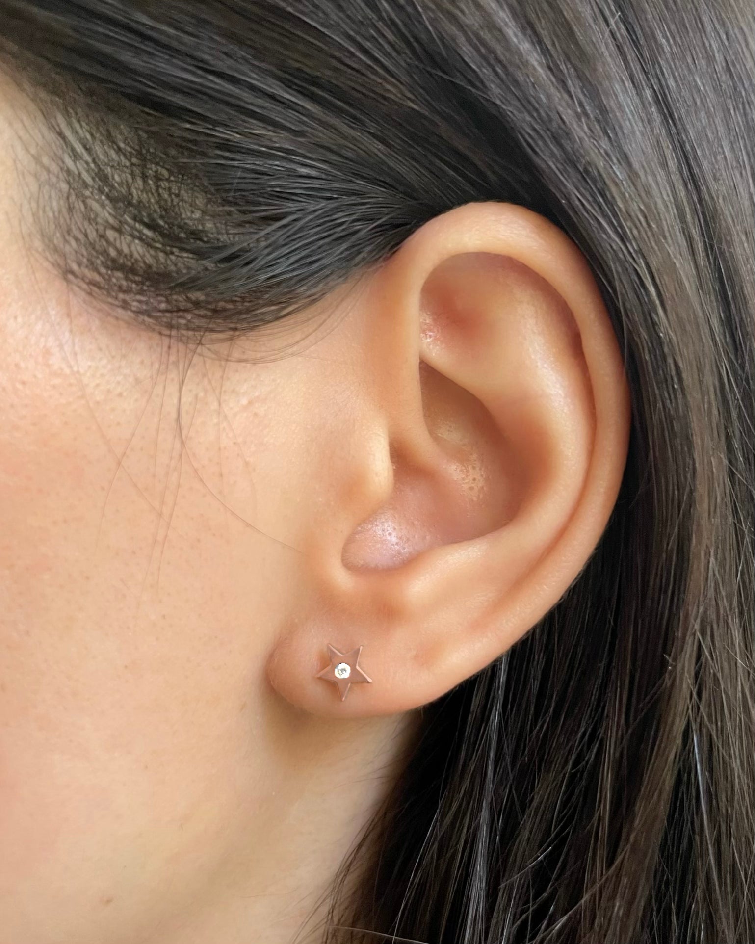 Rose Gold Diamond Star Stud Earring SAMPLE SALE Zoe Lev Jewelry