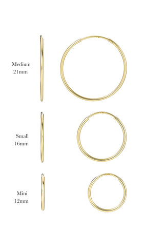 14k Gold Small Thread Hoop Earrings