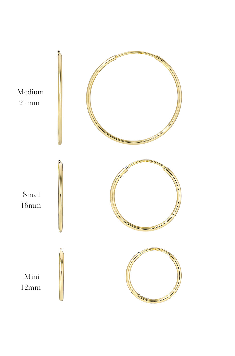14k Gold Small Thread Hoop Earrings