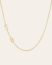 14k Gold Asymmetrical Multiple Initials Necklace Personalized Zoe Lev Jewelry