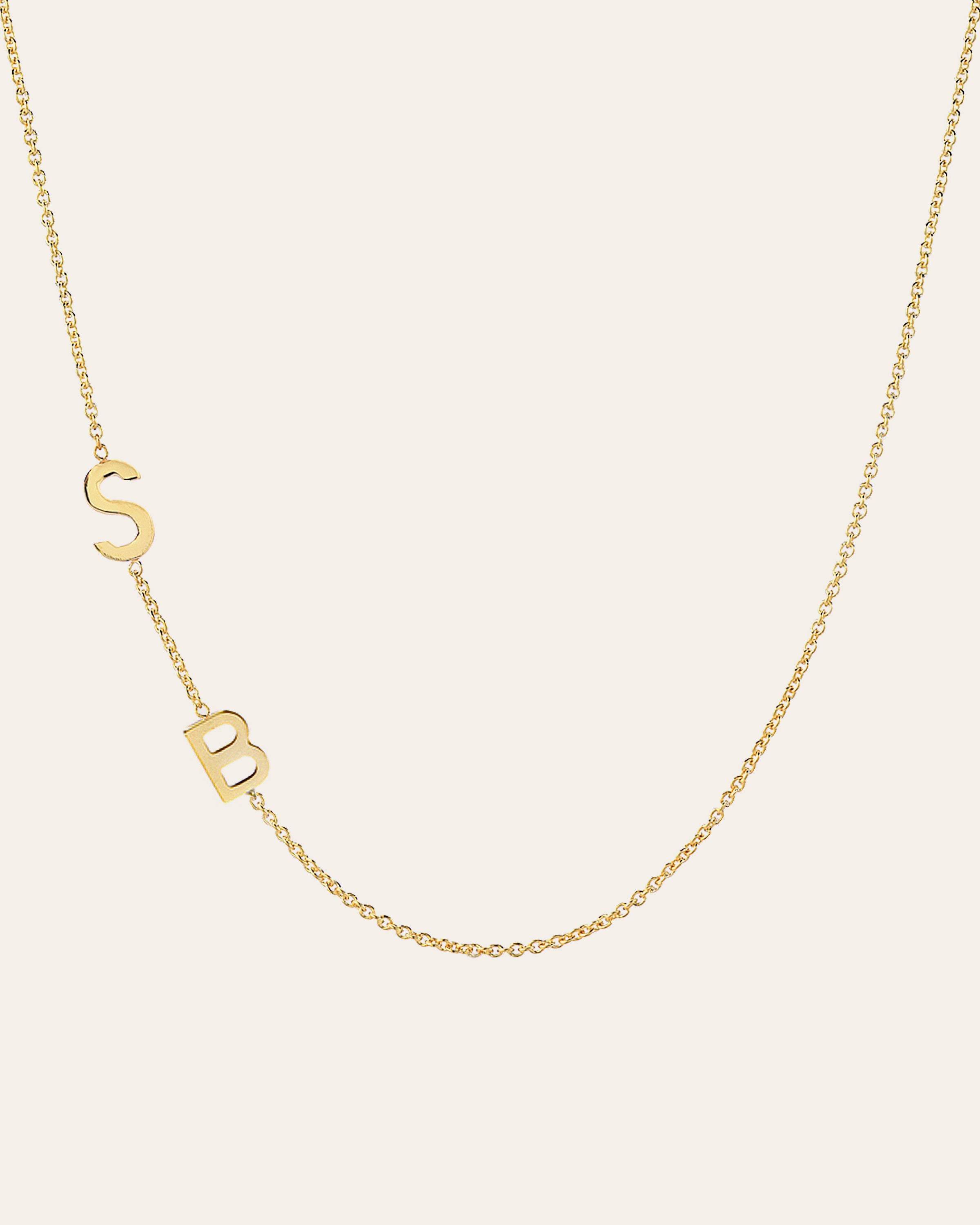 14k Gold Asymmetrical Multiple Initials Necklace – Zoe Lev Jewelry