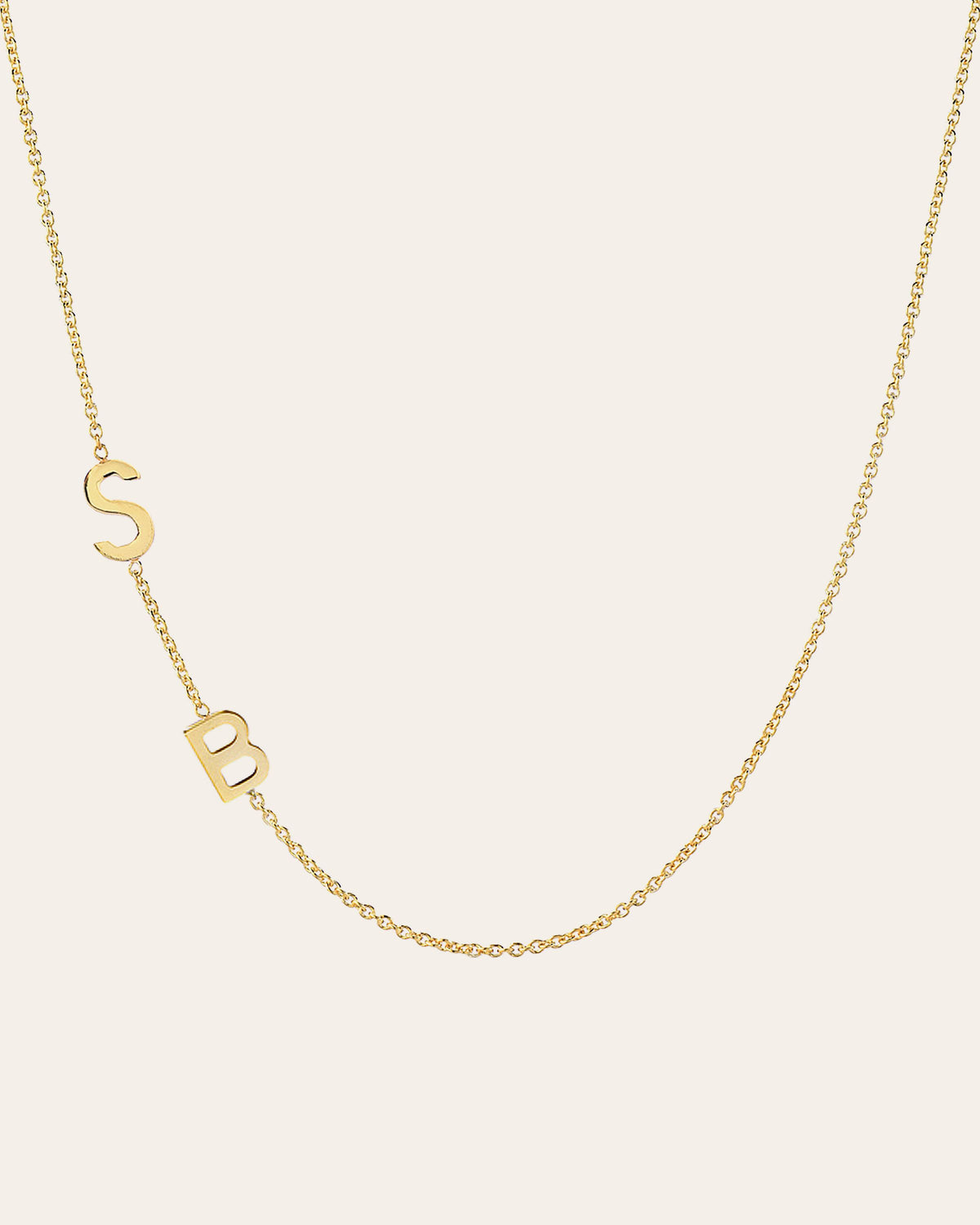 14k Gold Asymmetrical Multiple Initials Necklace