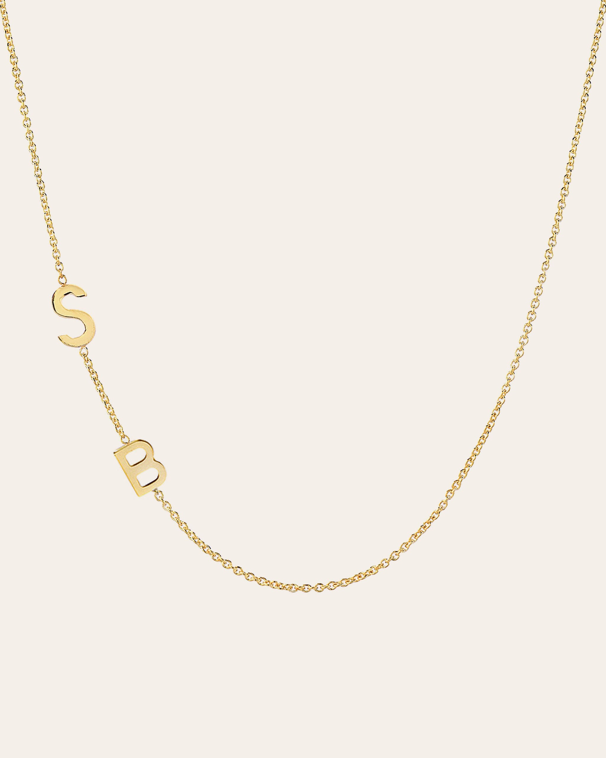 Zoe Lev Jewelry - 14k Gold Asymmetrical Multiple Initials Necklace