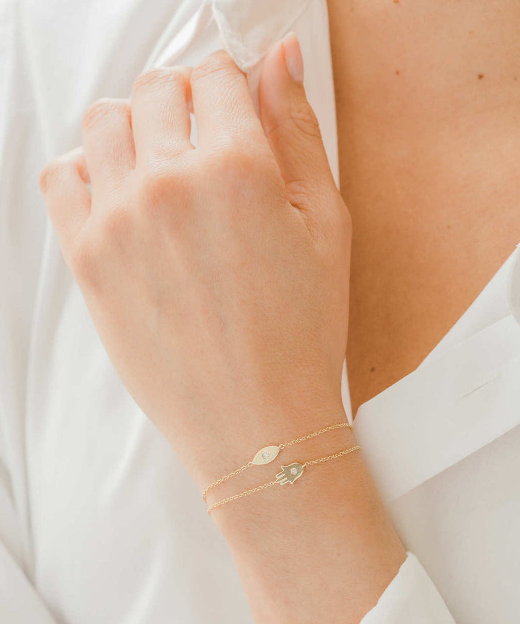 14k Gold Diamond Hamsa Bracelet Zoe Lev Jewelry