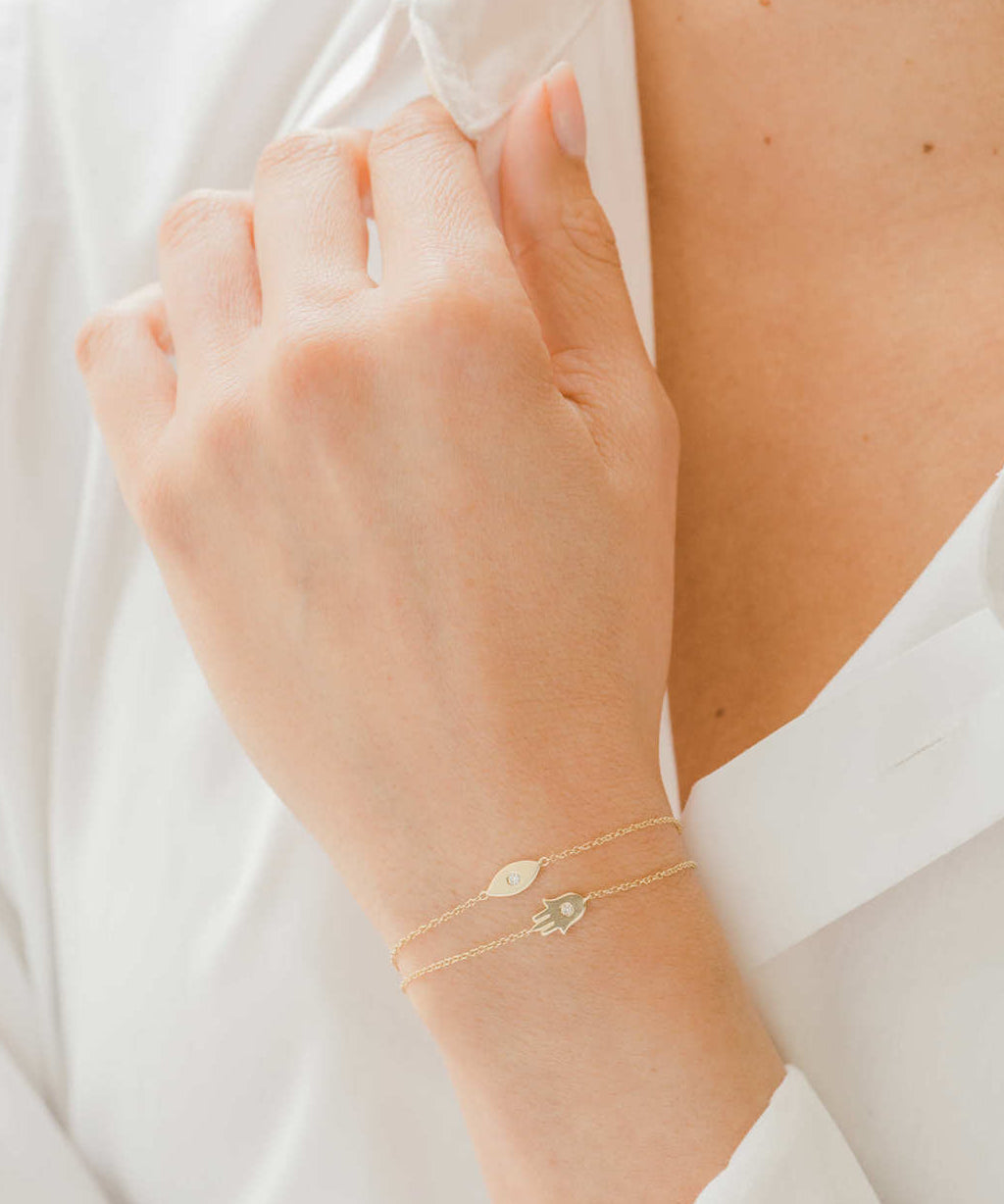 14k Gold Diamond Evil Eye Bracelet Zoe Lev Jewelry