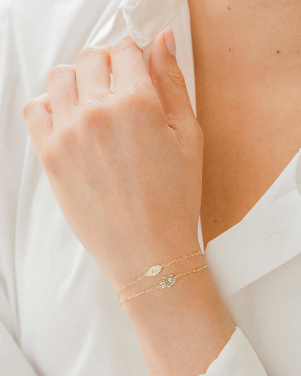 14k Gold Diamond Evil Eye Bracelet Zoe Lev Jewelry