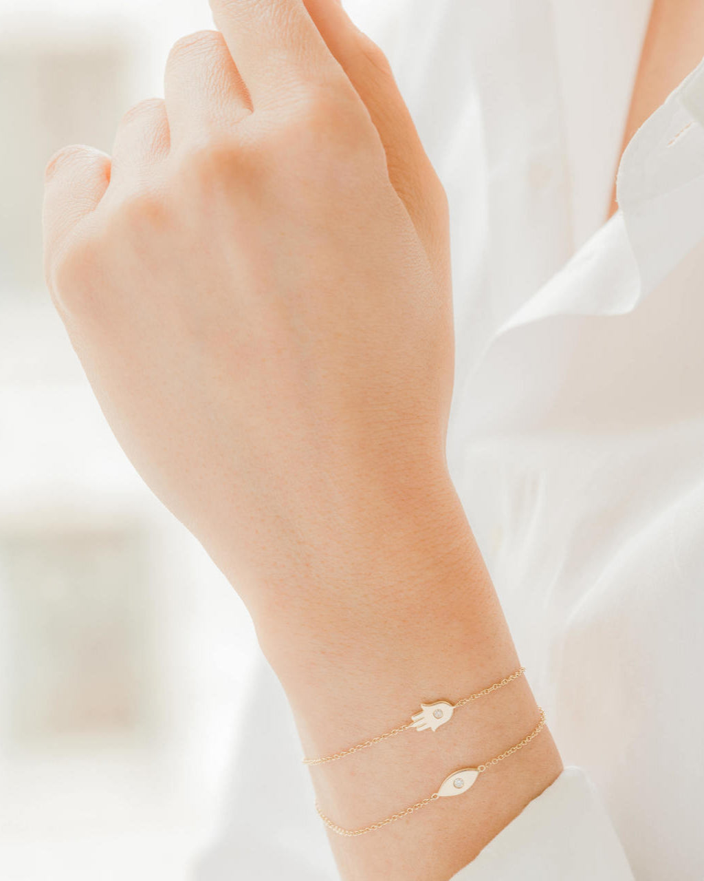 14k Gold Diamond Hamsa Bracelet Zoe Lev Jewelry
