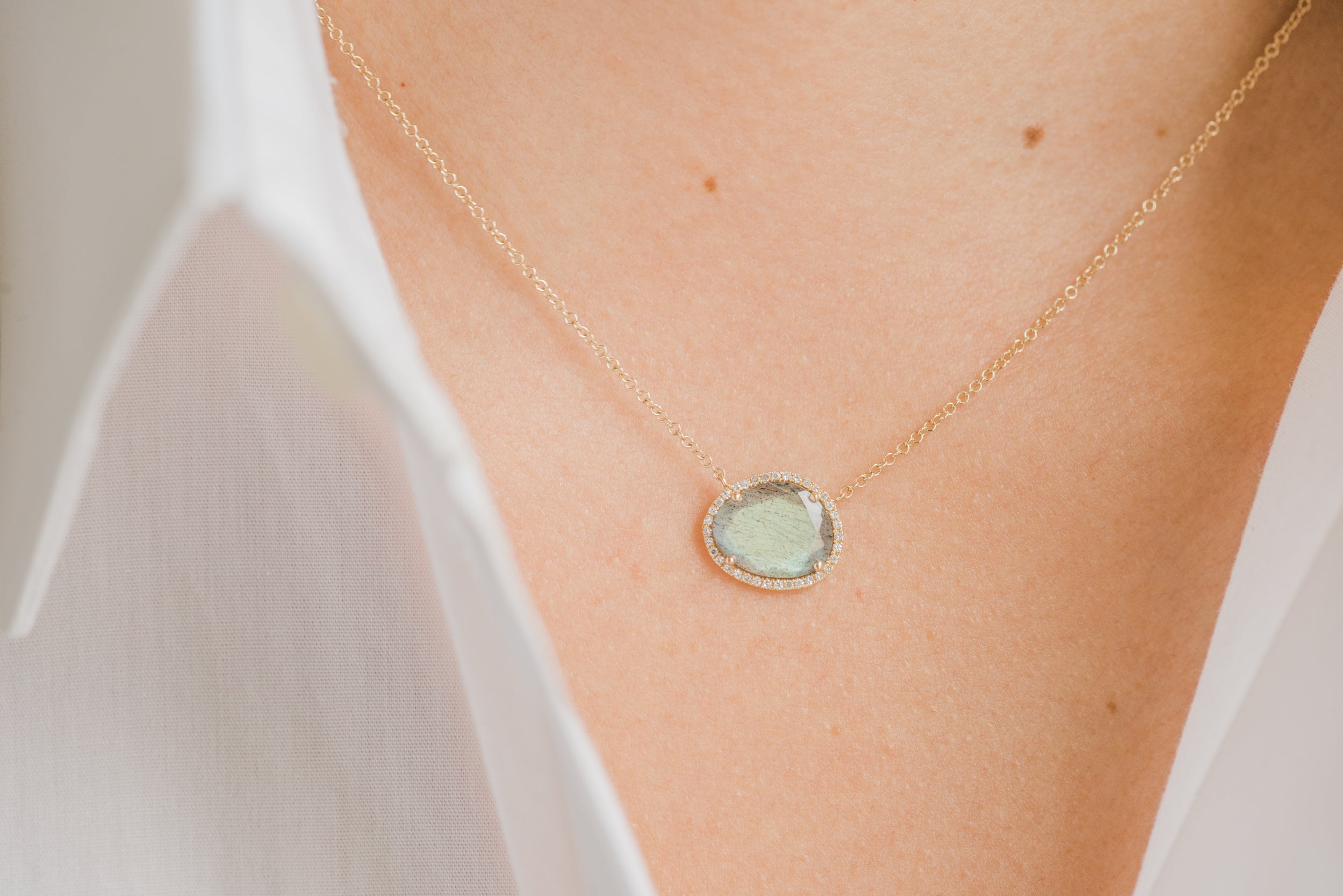 Diamond Labradorite Necklace Zoe Lev Jewelry