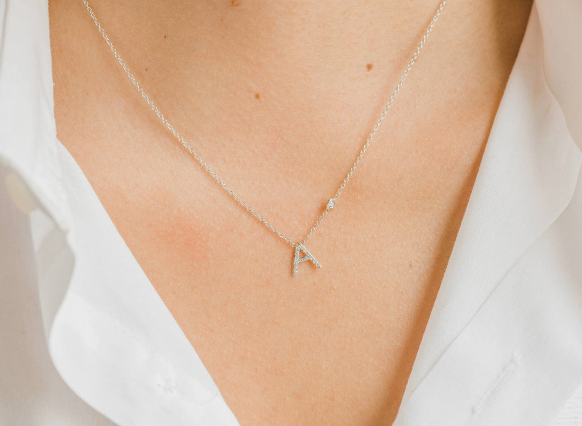 Diamond Initial and Bezel Necklace