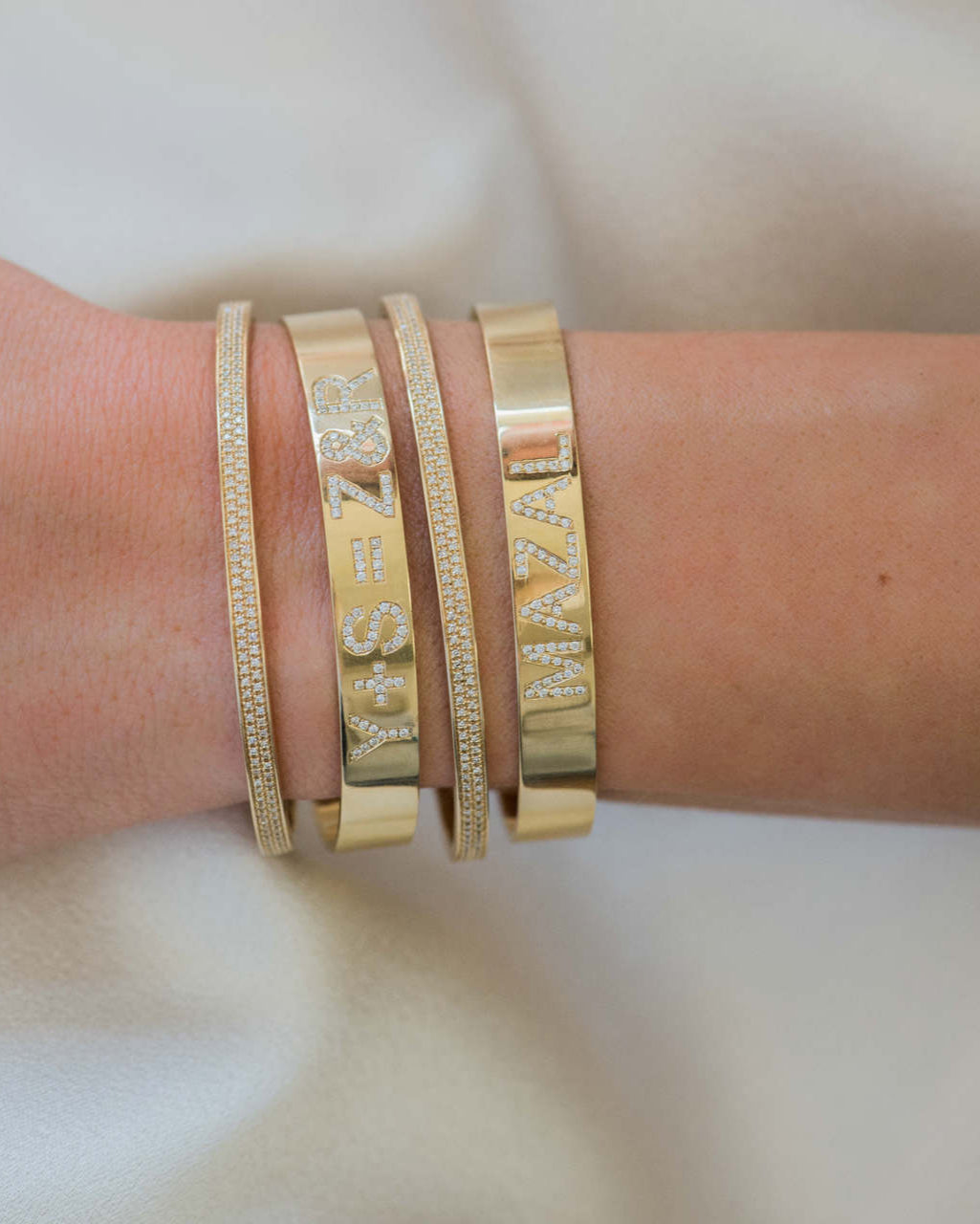 Diamond ID Cuff Bracelet Personalized Zoe Lev Jewelry
