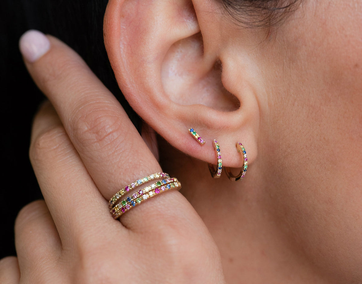 Rainbow Huggie Earrings