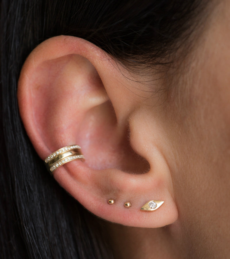 14k Gold Diamond Evil Eye Stud Earrings