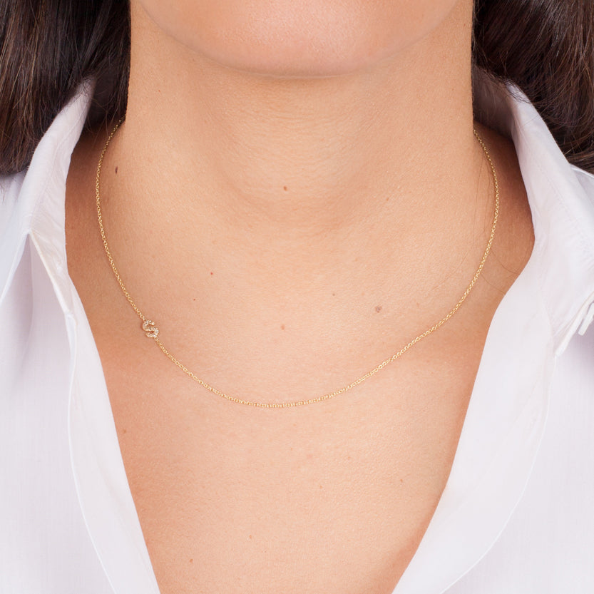 Zoe Lev Diamond Asymmetrical Initial 14K Yellow Gold Necklace - Macy's