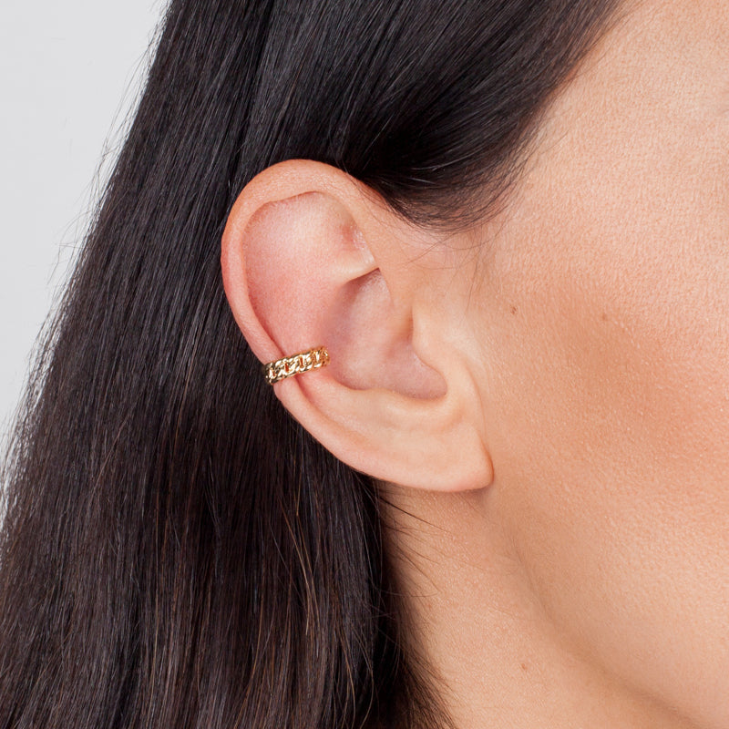 14k Yellow Gold Cuban Link Ear Cuff SAMPLE SALE Zoe Lev Jewelry