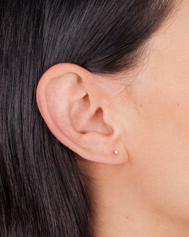 Mini 3 Prong Diamond Stud Earrings Zoe Lev Jewelry