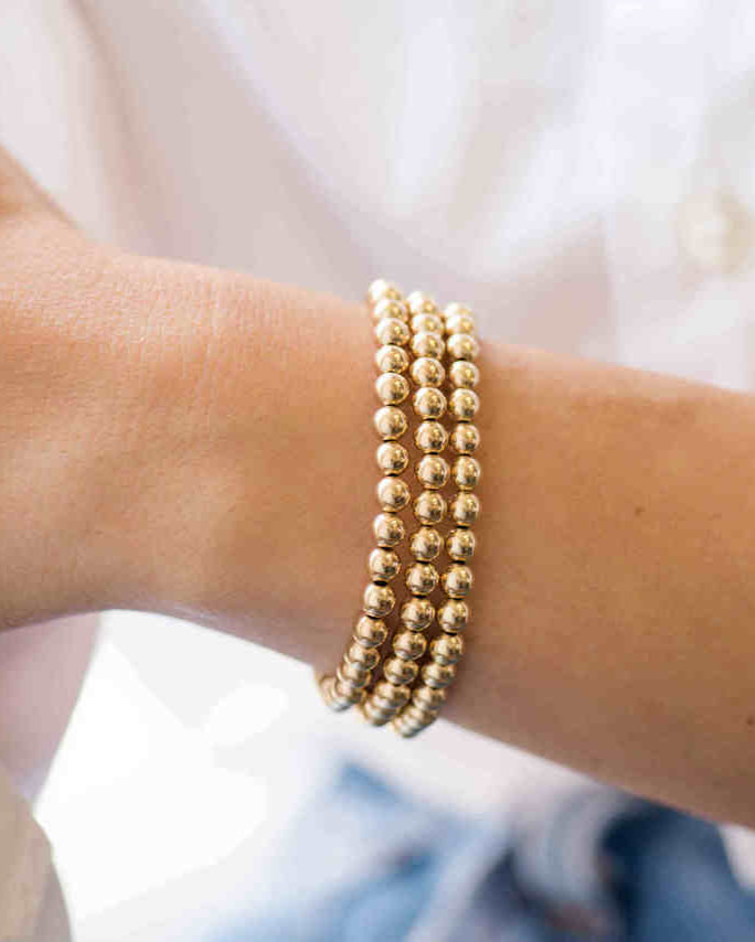 5mm Gold Bead Bracelet Stack - 6.5" SAMPLE SALE Zoe Lev Jewelry