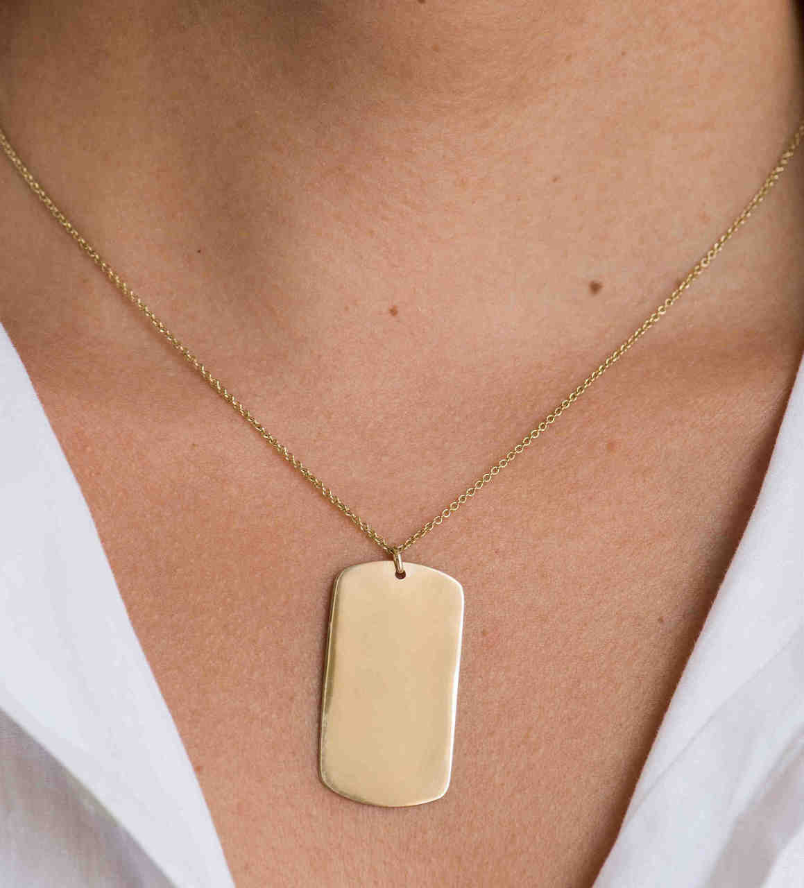 14k Gold Dog Tag Necklace Zoe Lev Jewelry